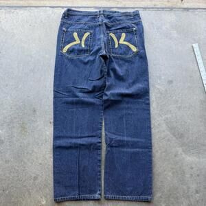 Y2K Kani Gold dark wash baggy denim jeans size 38 x 34 nice pocket embroidery